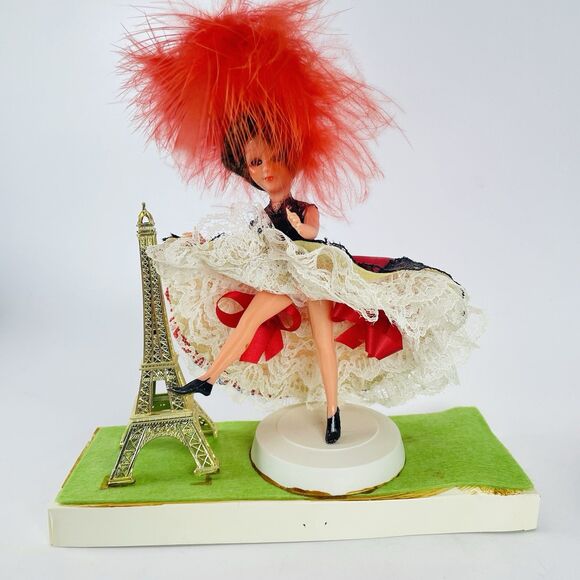 Vintage Collectible Can Can Dancing Doll Kicking Eiffel Tower Paris Sleepy Eyes - Picture 1 of 9